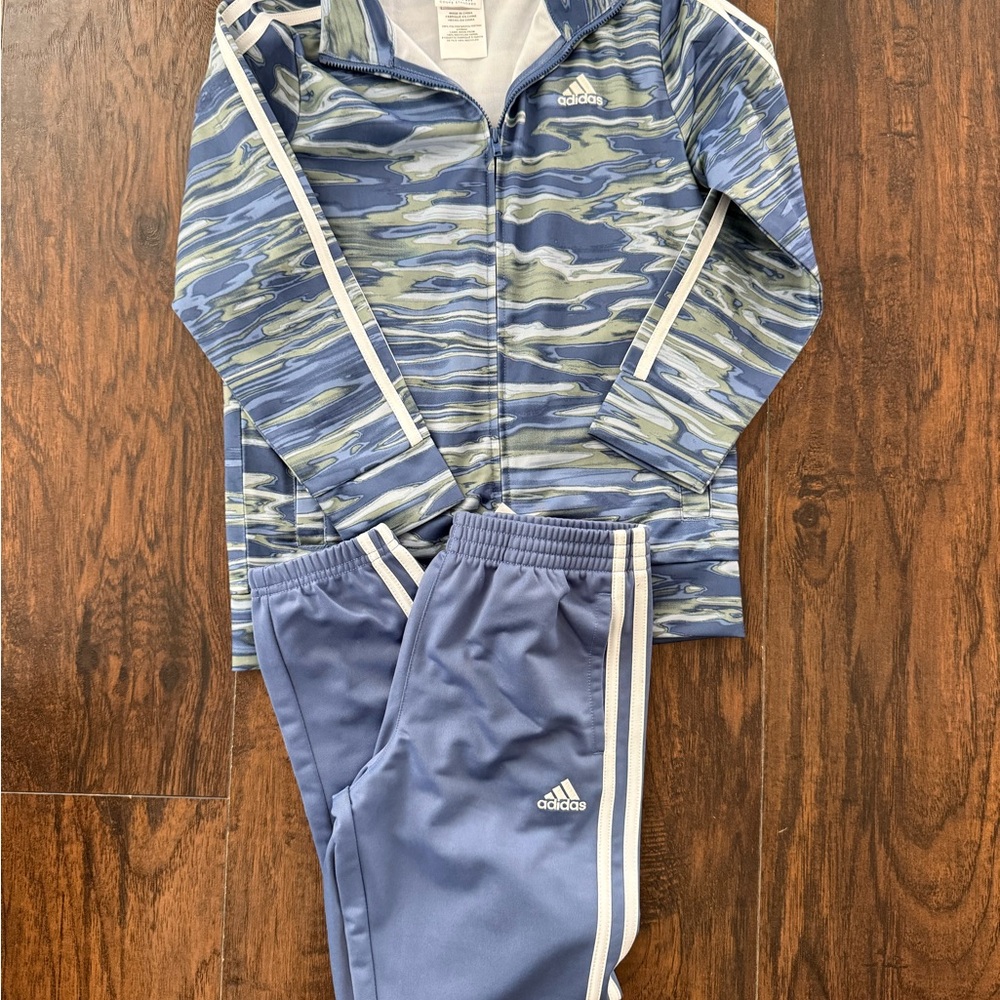 Adidas Blue & Green Track Jacket and Pants - Size 7
